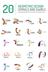 Logo collection, ribbon waves, swirls, spirals