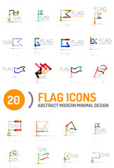 Fototapeta na wymiar Flag icon logo set, linear design