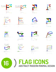 Flag icon logo set, linear design