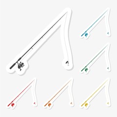 Multicolored paper stickers - Fishing rod