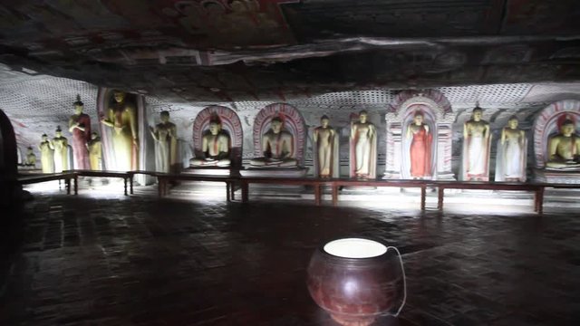 Sitting Buddha at the Golden Temple of Dambulla, 
 Sri Lanka.