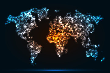 Naklejka na ściany i meble Dot world map. Colorful infographic banner illustration.