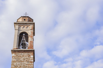 Bell tower with a bell .
