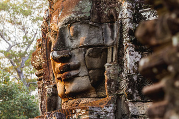 Towers with faces in Angkor Wat, a temple complex in Cambodia