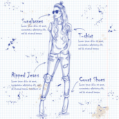 trendy look on notebook page