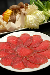 Fresh beef sliced for japanese hot pot