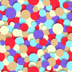  Abstract seamless pattern with colored circles and soft shadow.  3d illustration. Vector eps10 pattern suitable for fabric, wallpaper, web.