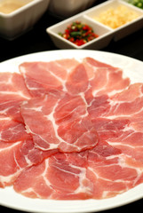 Fresh pork sliced for japanese hot pot