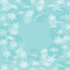 Fototapeta na wymiar Blue winter background with snowflakes. Vector