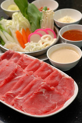 Fresh beef sliced for japanese hot pot