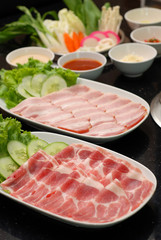 Fresh pork sliced for japanese hot pot