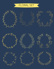 Wedding graphic set. FLOWER DESIGN ELEMENTS. Frames, labels, ribbons, symbols. Brand & identity elements such as logo. 
