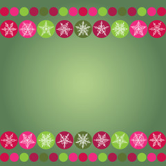 Card for Christmas design frame with snowflakes on green background. vector