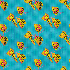 colored tree leaves on a blue background Beautiful seamless pattern