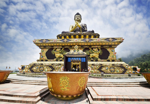 Beautiful Buddha Park temple with nice clouds 
