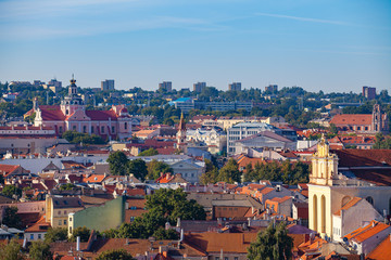 Scenic summer panoramic aerial view of Vilnius old town