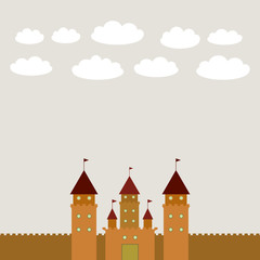 Card With Castle princess fairytale landscape. vector