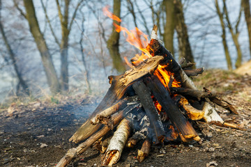 Classic camping campfire