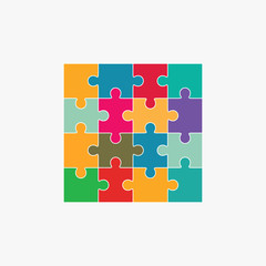 Jigsaw puzzle blank template sixteen elements