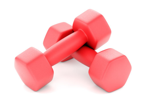 Two plastic coated dumbells