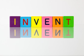 Invent - an inscription from children's blocks