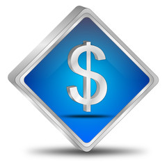 Button with Dollar sign - 3D illustration