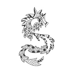 Dragon anti-stress coloring book for adults.