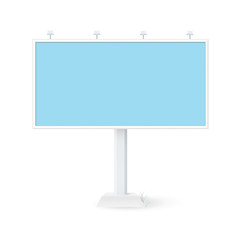 Obraz premium Isolated billboard 3x6. Outdoor advertising template. Mockup advertising and design. Оutdoor advertising vector. Large blank, empty, white vector billboard screen on white background.