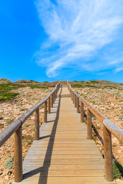 Wooden walkway to Praia do Bordeira beach, Algarve region, Portugal