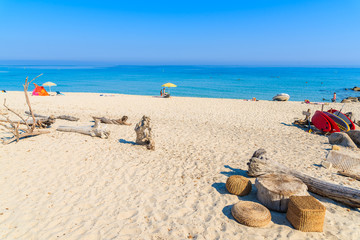 A view of sandy Bodri beach, Corsica island, France
