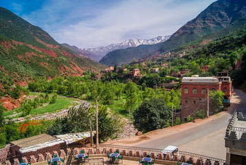 Naklejka premium Ourika Valley Morocco. / Ourika Valley is just 30km away from Marrakesh, beautiful unspoiled nature under the mountain of Atlas.