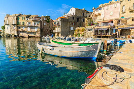 Fishing boats in Erbalunga port on Cap Corse, Corsica island, France