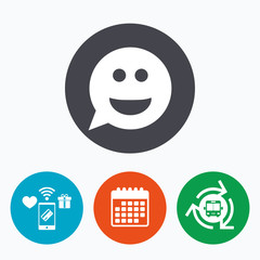 Smile face sign icon. Smiley symbol.