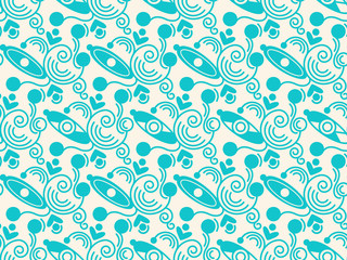 Line art seamless pattern with abstract elements. Vector illustration