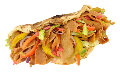 Take Away Kebab Meat And Salad In A Naan Bread