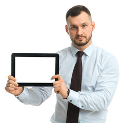 Businessman holding tablet in hands