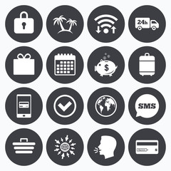 Online shopping, e-commerce and business icons.