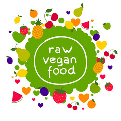 Vector Illustration of a Colorful Fruit Raw Vegan Background