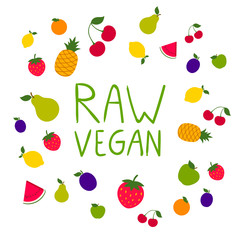 Vector Illustration of a Colorful Fruit Raw Vegan Background