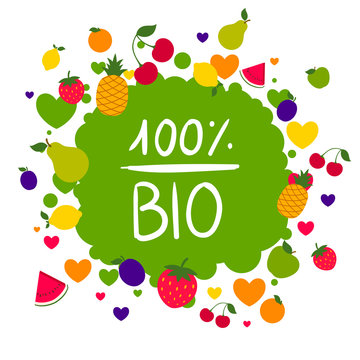 Vector Illustration of a Colorful Fruit Background