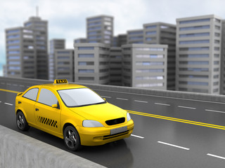 taxi and city