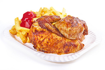 Halbes Hähnchen mit Pommes Frites