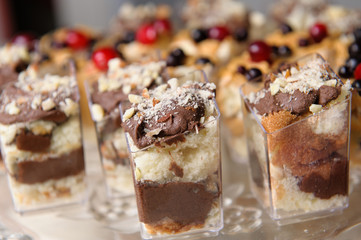 Delicious sweet buffet with cupcakes. Sweet holiday buffet with