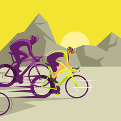 Vector illustration of a group of racing cyclists 