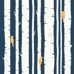 Wall murals Birch trees Seamless vector background with birch forest