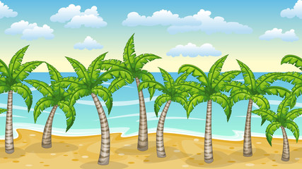 Fototapeta na wymiar Seamless natur beach landscape with palm trees