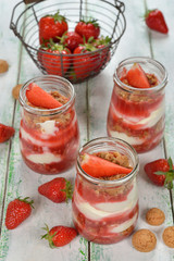 Dessert with strawberries and whipped cream