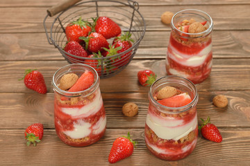 Dessert with strawberries and whipped cream