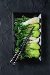 Cooked bok choy with sesame seeds - obrazy, fototapety, plakaty