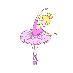 Vector illustration of nice little ballet dancer in pink ballet pack
